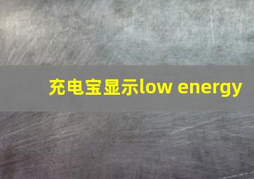 充电宝显示low energy